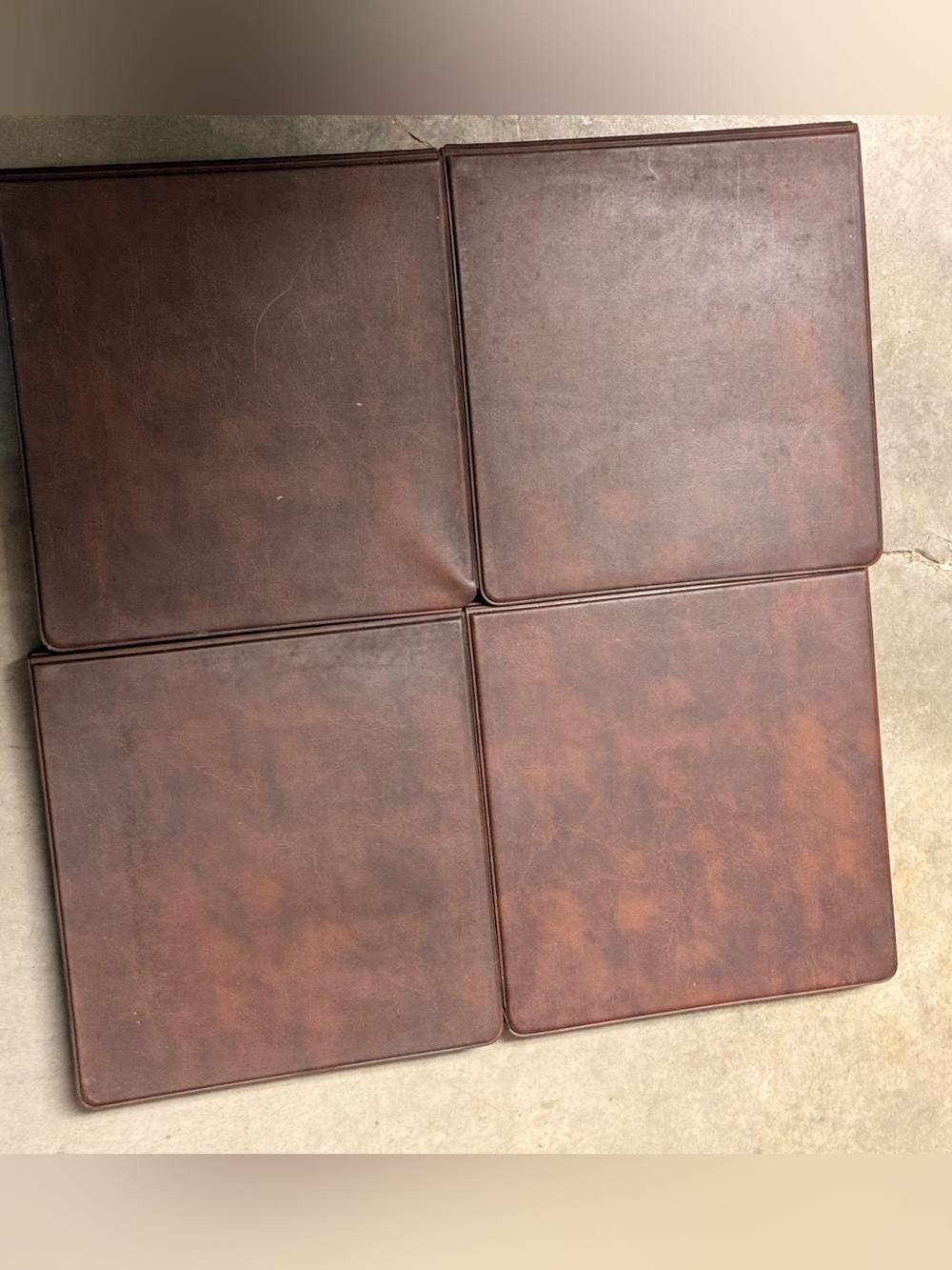 Set of 4 Brown Faux Leather Seat Cushions